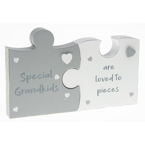 Wooden Grey/White Jigsaw Pieces - Special Grandkids