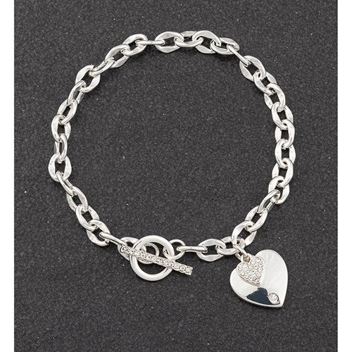 Glam Sparkle Modern Silver Plated T-Bar Bracelet