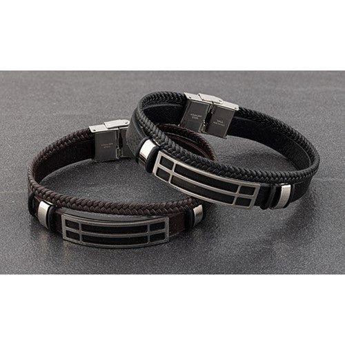 Leather Double Bracelet (Black)