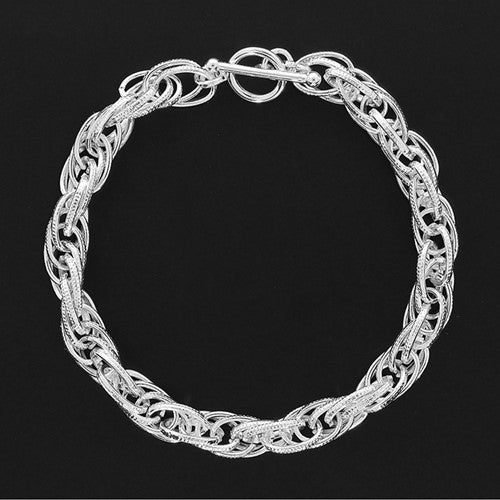 Equilibrium Silver Plated Contemporary Triple Link Bracelet
