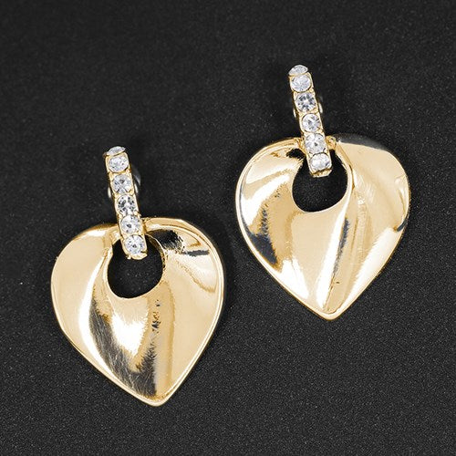 Pure Elegance Modern Heart Gold Plated Studs