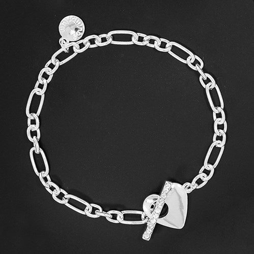 Te Amo Silver Plated Heart T-Bar Bracelet