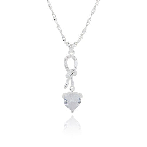 Love Knot Silver Plated Contemporary Necklace