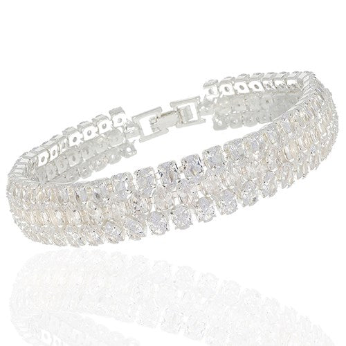 Bling Glam & Glitz Silver Plated Bracelet