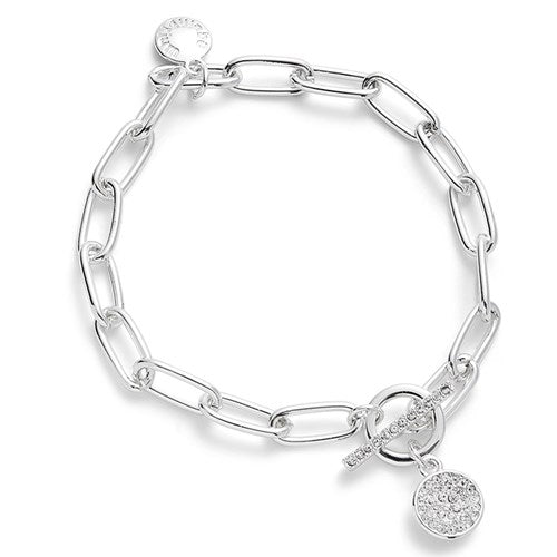 Bling Sparkle Disk Silver Plated Bracelet