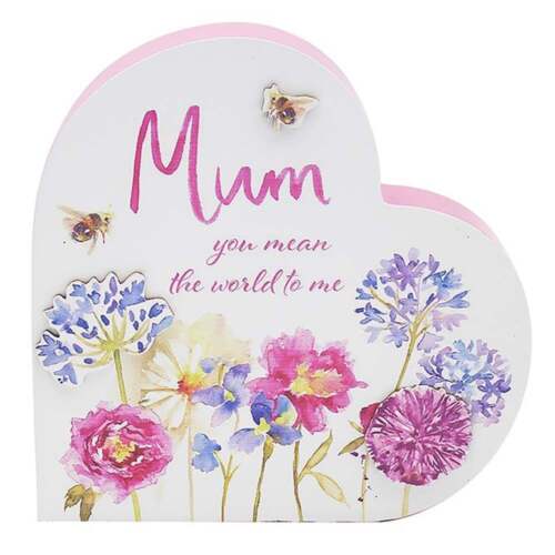 Mum Floral Heart Plaque