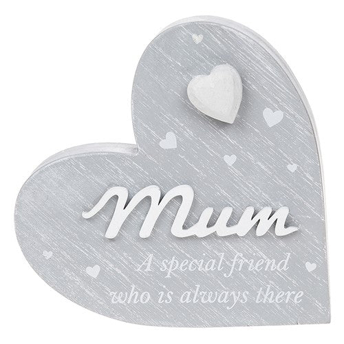 Wooden Heart Standing Mum Sign