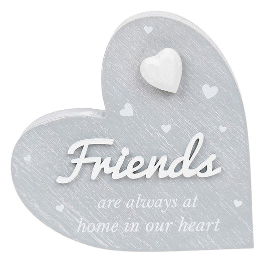 Wooden Heart Standing Friends Sign