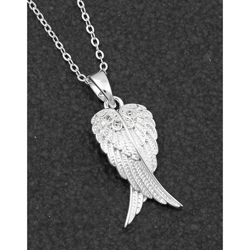 Guardian Angel Silver Plated Crossover Wings Necklace