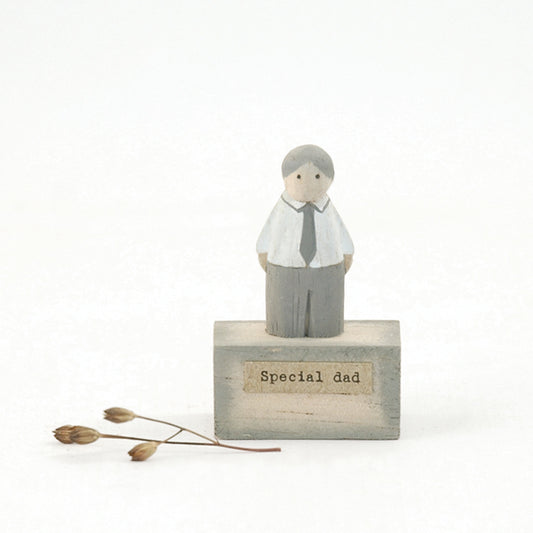 East Of India Mini Wood Dad Figurine