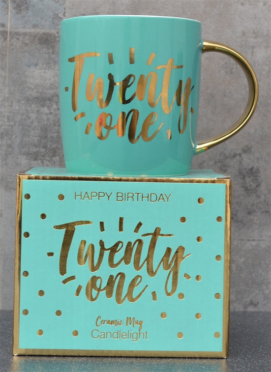 Ceramic Happy Birthday Twenty One Mug