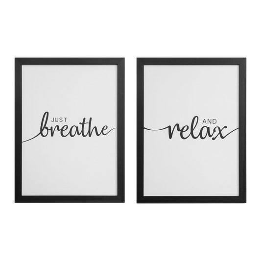 Large Double Canvas Mindful Message ' Breathe & Relax ' - Plaques