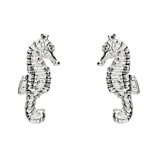 Sterling Silver Seahorse Stud Earrings