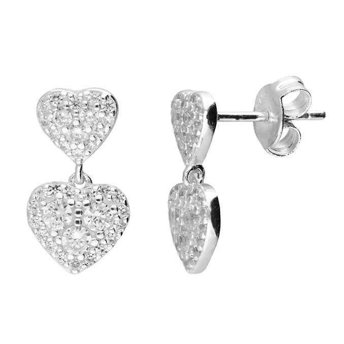 Sterling Silver  Double Heart Earrings