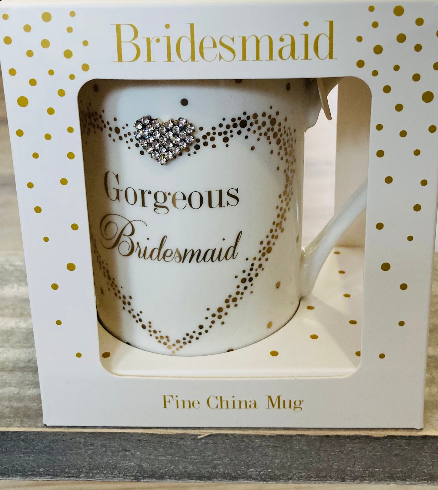 Mad Dots Wedding Mug With Diamante Heart - Gorgeous Bridesmaid