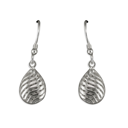 Sterling Silver Teardrop Wave Cage Earrings