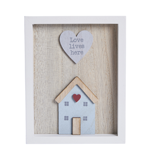 'Love Lives Here' Mini Framed House Sign