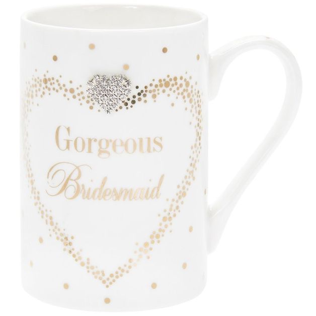 Mad Dots Wedding Mug With Diamante Heart - Gorgeous Bridesmaid
