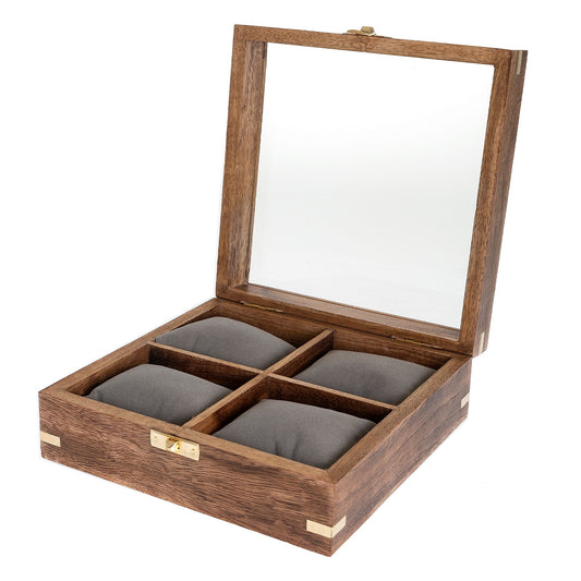 Wooden Watch Box Holds 4 Watches