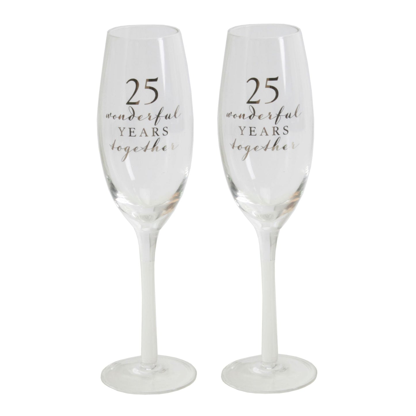 AMORE Champagne Flutes Set Of Two - 25TH Anniversary