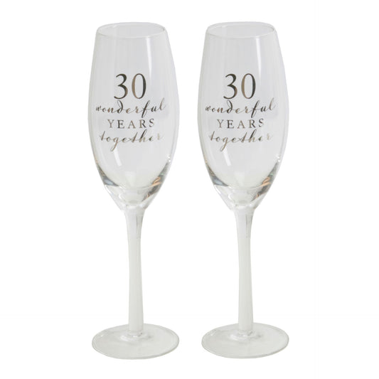AMORE Champagne Flutes Set Of Two - 30TH Anniversary