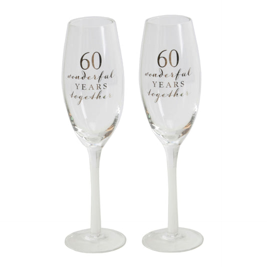 AMORE Champagne Flutes Set Of Two - 60TH Anniversary